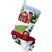 Christmas At The Farm Felt Stocking Applique