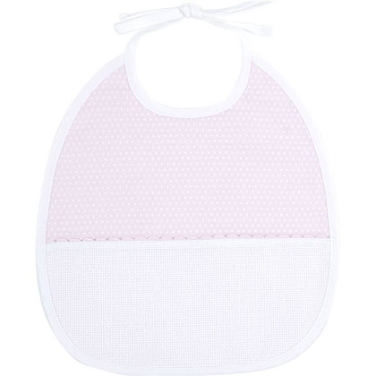 6 Month Embroidery Bib \"Dots\" Pink