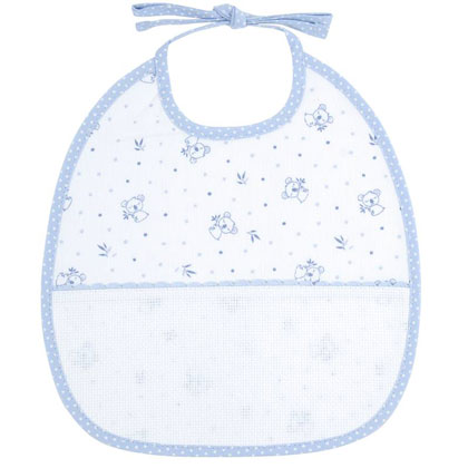6 Month Embroidery Bib \"Koala\" Blue