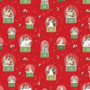 Christmas Wrapping Paper - Snow Globe Red