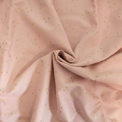 Organic cotton muslin - Golden birds on Pink