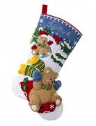 Sledding Bears Felt Stocking Applique