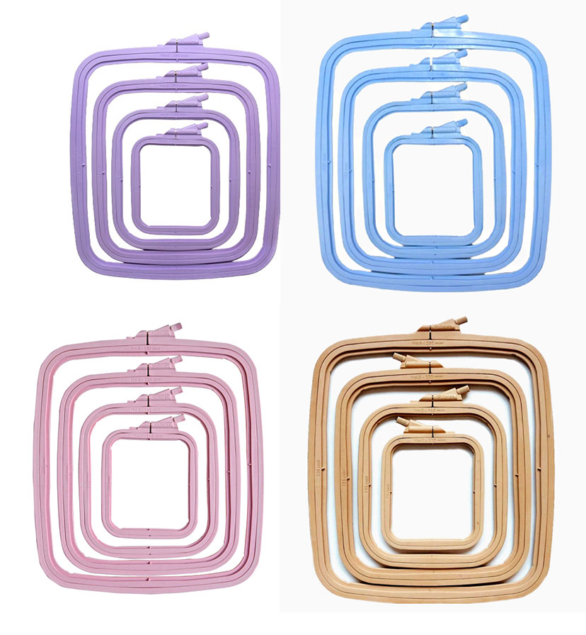 #na FVIEXE 5pcs Square Embroidery Hoops Set Rectangular, ABS Plastic Cross Stitch Hoop 5 inch 6 inch 10 inch 13 inch 16 inch Embr
