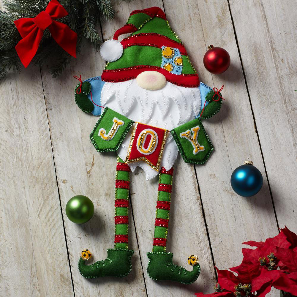Bucilla Felt Stocking Applique Kit 18 Long Gnome for Christmas