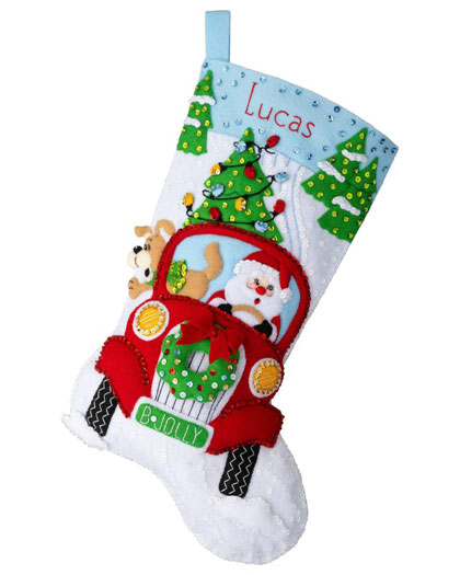 Jolly Deliveries Felt Stocking Applique