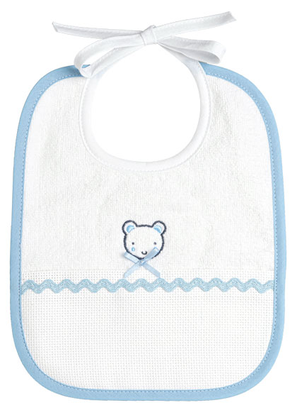 Rectangular Baby Bib - Baby Bear - Sky Blue