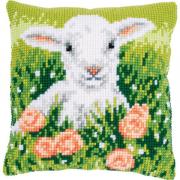 Front Cushion: Lamb among flowers