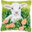 Front Cushion: Lamb among flowers