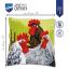 Front Cushion: Rooster and chickens