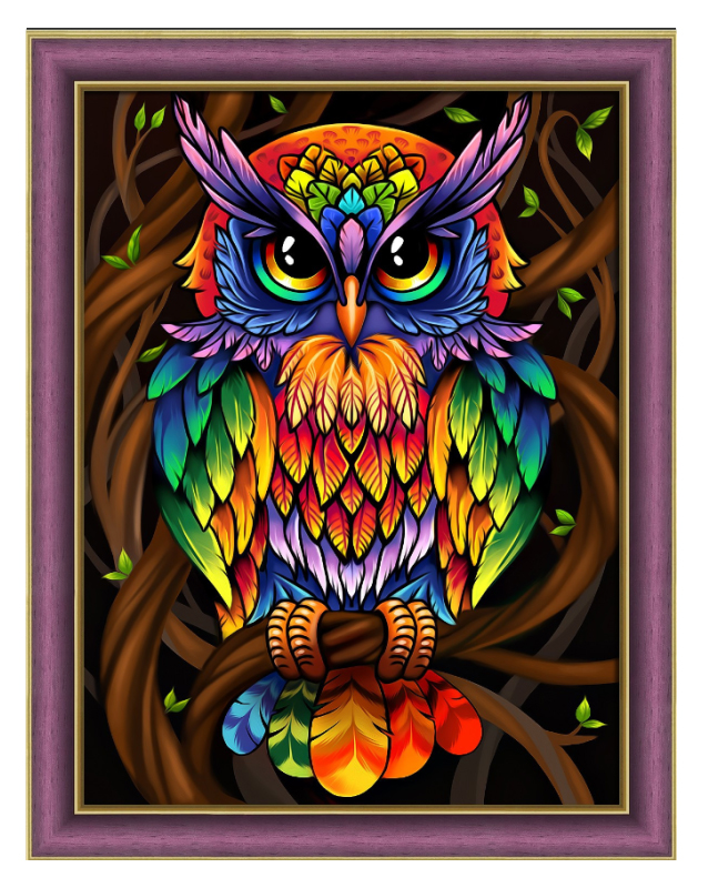 Rainbow Owl Diamond Painting Kit, code DP-1726 Diamond painting