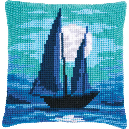 Front Cushion: Sailboat in moonlight