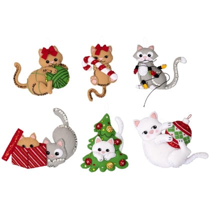 Felt Ornaments Applique Kit - Frisky Kitties