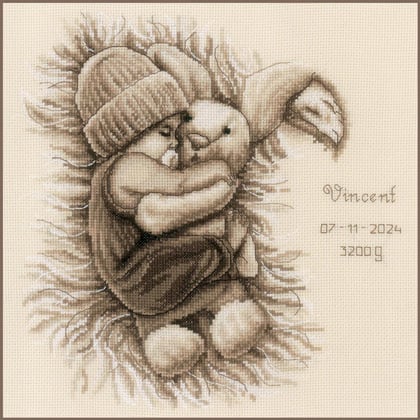 Baby with cuddly bunny