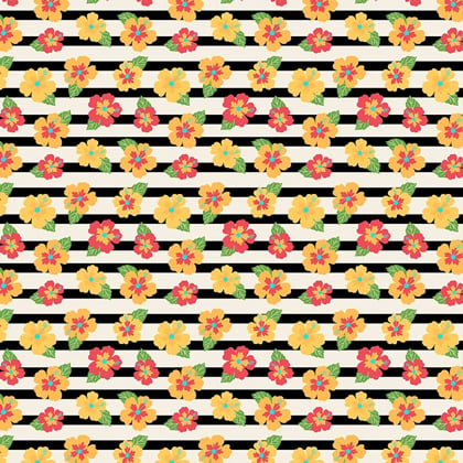 Tropical - Flowers on stripes