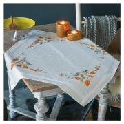 Squared Tablecloth - Chickadees with cape gooseberry