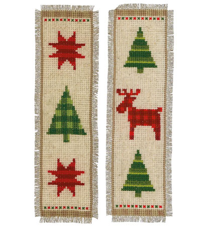 Bookmark - Checkered Christmas trees (2)