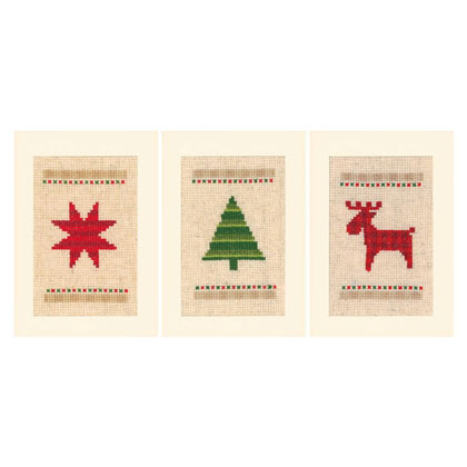 Greeting Cards: Checkered Christmas trees - Set of 3