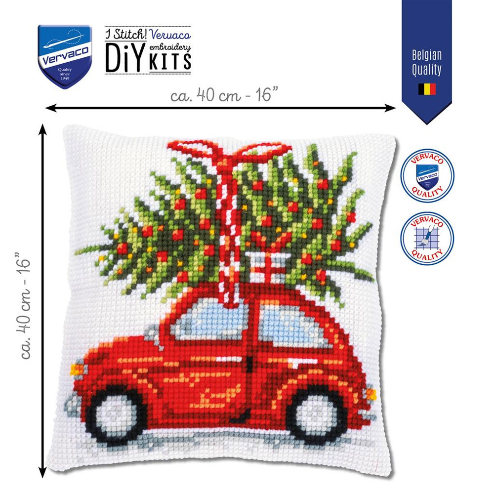 Front Cushion: Christmas Car From Vervaco - Christmas - Cross-Stitch Kits  Kits - Casa Cenina