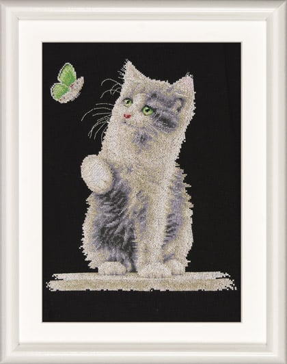 Cat with Butterfly - Black