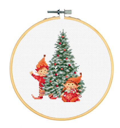Elves with Christmas tree