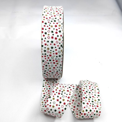 Little Stars Folded Bias - White (30 mm)