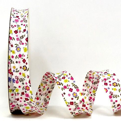 Floral Folded Bias - Amaranth Little Flowers (18 mm)