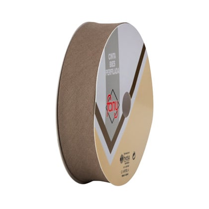 Linen Folded Bias - Brown (18 mm)