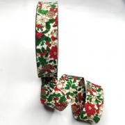 Mistletoe & Holly Folded Bias - White (30 mm)