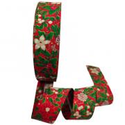 Mistletoe & Holly Folded Bias - Red (18 mm)
