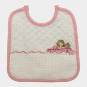 Bib with aida canvas pocket - Boat - Pink