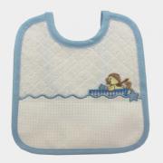 Bib with aida canvas pocket - Boat - Blue