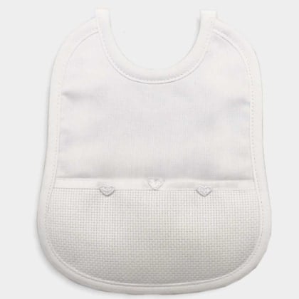 Bib with little hearts - White