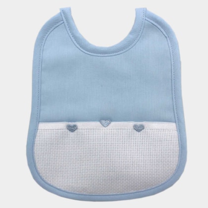 Bib with little hearts - Baby Blue