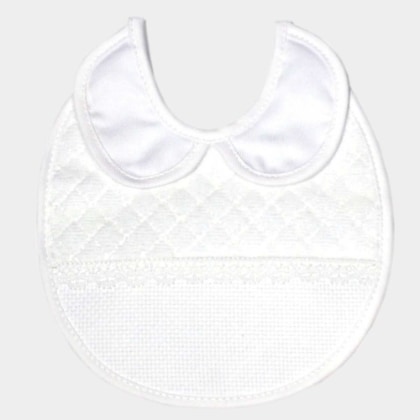 Round bib with collar - White