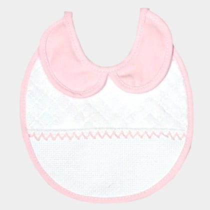 Round bib with collar - Pink