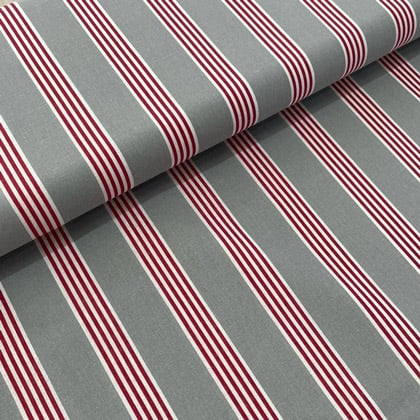 La vie en Rose - Red Stipes on Grey - 45x110cm.