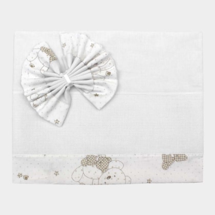 Ser for Crib- Teddy Bears Lurex - White (2pcs)