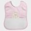 Bib with aida canvas pocket - Teddy Bear - Pink