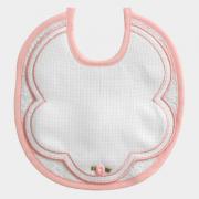Round bib with aida cloth front - Pink