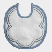 Round bib with aida cloth front - Blue