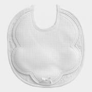 Round bib with aida cloth front - White