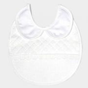 Round bib with collar - White