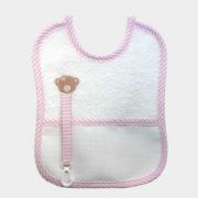 Soother Holder Bib - Tedy Bear - Pink