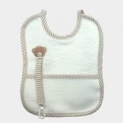 Soother Holder Bib - Tedy Bear - Beige