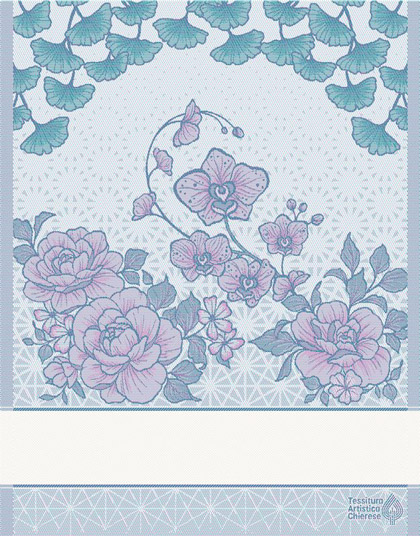 Kitchen towel - Sakura - Pink-Blue shaded
