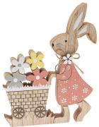 Easter Bunny with flowers in wood