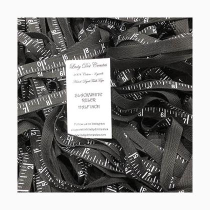 Black/White Ruler Twill Tape 1/2 inch - 2yds