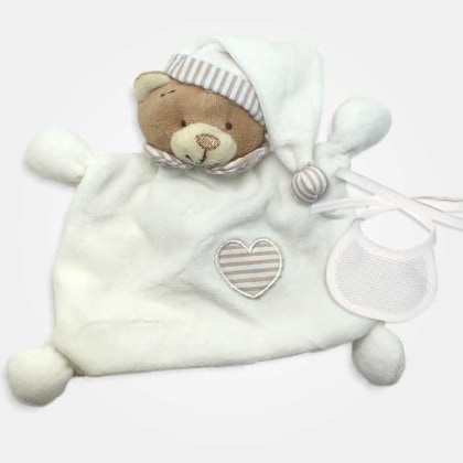 Doudou Bear with Decorative Bib to Embroider - Cream