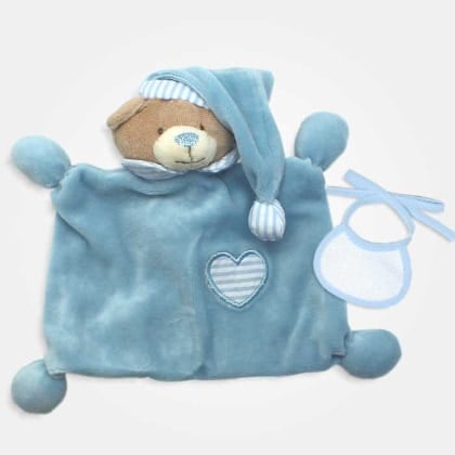 Doudou Bear with Decorative Bib to Embroider - Blue