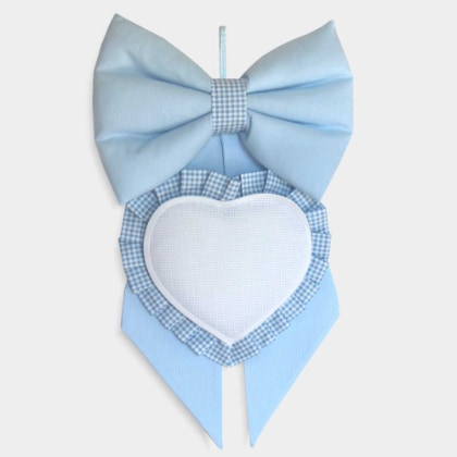 Birth Ribbon with Heart to cross-stitch - Blue